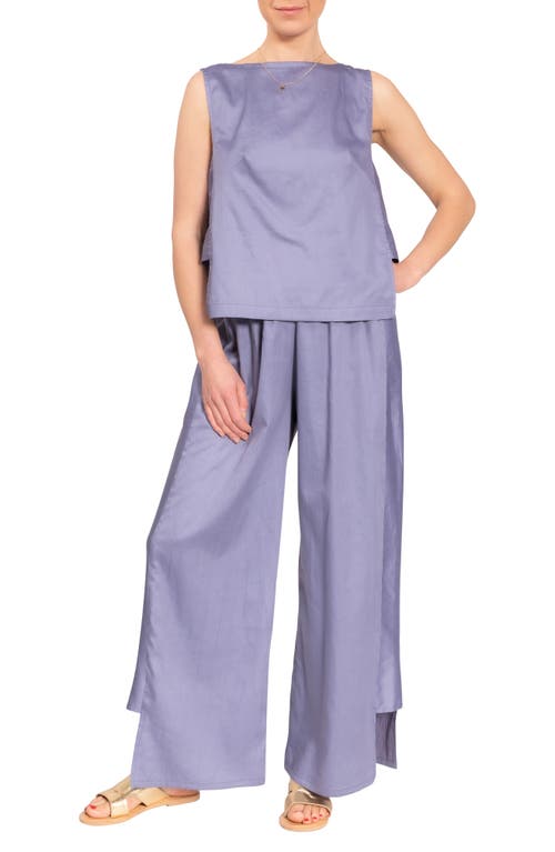 Piper Wide Leg Sleeveless Cotton Pajamas in Violet