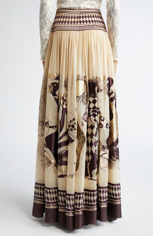 Shop Zimmermann Illustration Otto Jacquard Pleated Maxi Skirt In Tea/mahogany