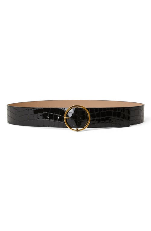 B-Low the Belt Molly Croco Luster Embossed Leather Belt in Black Gold