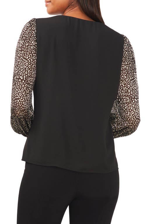 CHAUS CHAUS V-NECK SMOCKED CUFF BLOUSE 