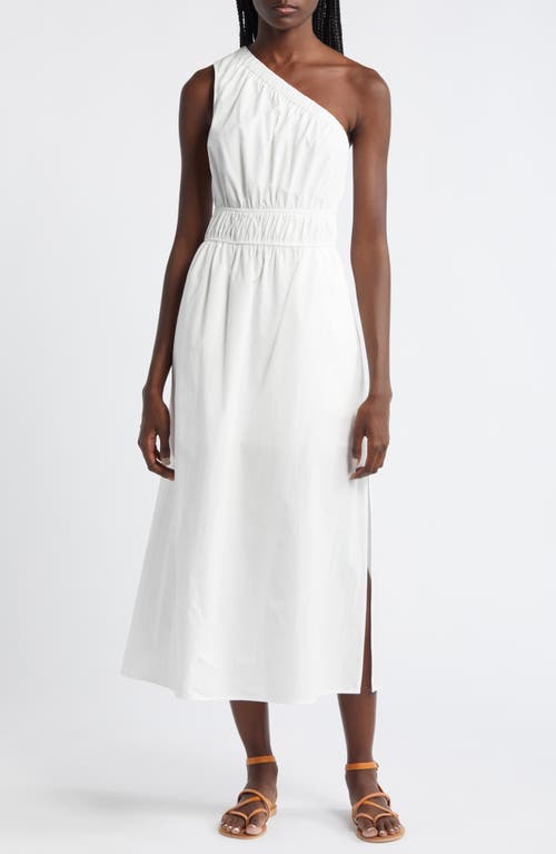 Selani One-Shoulder Cotton Blend Midi Dress in White