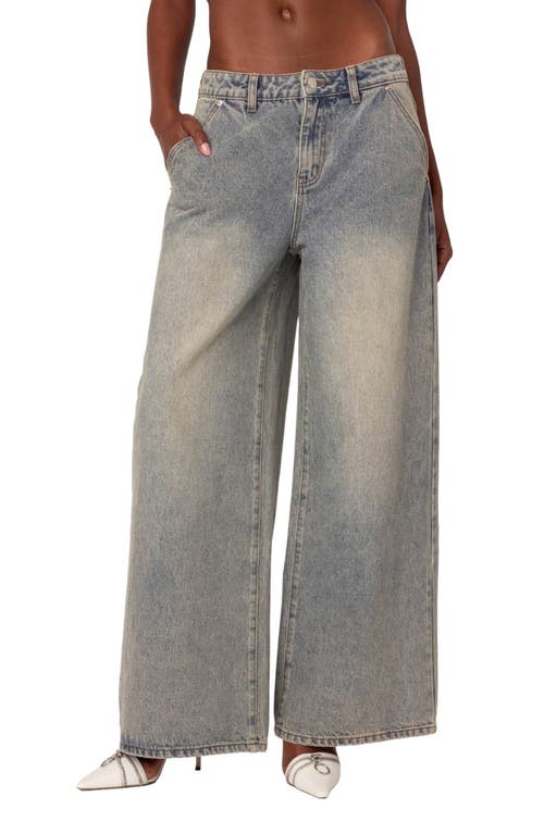 Shop Edikted Baggy Wide Leg Jeans In Gray