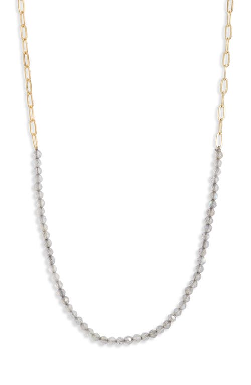 Shop Argento Vivo Sterling Silver Paper Clip Chain & Stone Frontal Necklace In Gold/labradorite