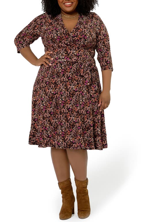 Leota Perfect Floral Faux Wrap Dress in Willow Floral Cherry Mahogany