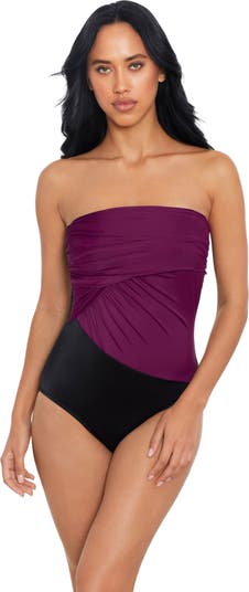 Magicsuit Women's Swimwear Solid Goddess Bandeau One Piece Swimsuit with  Detachable Shoulder Strap, Black, 08 at  Women's Clothing store