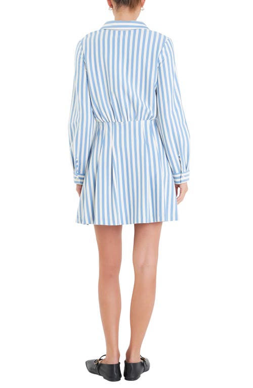 English Factory Stripe Long Sleeve Shirtdress In Blue/white