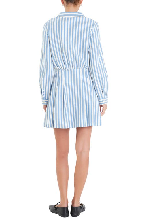 Shop English Factory Stripe Long Sleeve Shirtdress In Blue/white