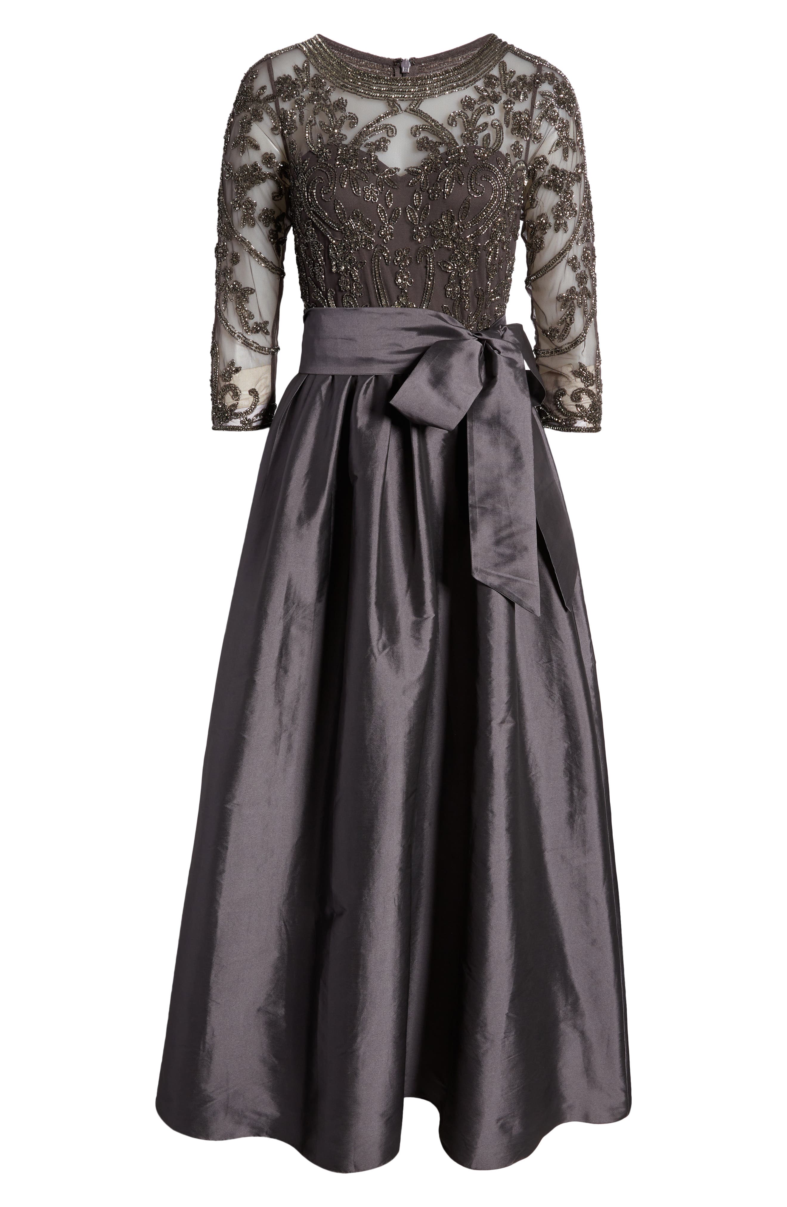 Pisarro Nights Beaded Illusion Neck Taffeta Cocktail Dress Nordstrom