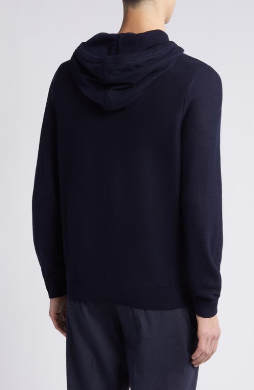 Shop Hugo Boss Boss Trapani Mesh Sweater Hoodie In Dark Blue