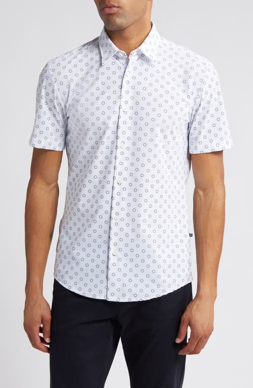 BOSS Roan Ken Slim Fit Short Sleeve Button-Up Shirt White at Nordstrom,