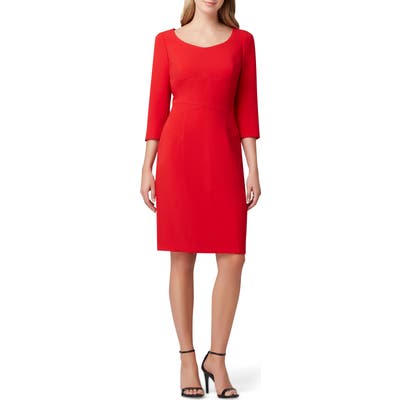 Tahari Crepe Sheath Dress, Red