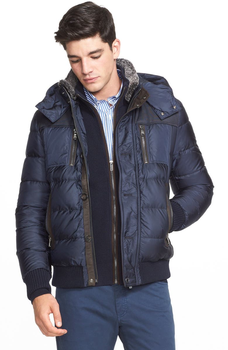 Paul & Shark Quilted Down Jacket with Shearling Collar | Nordstrom