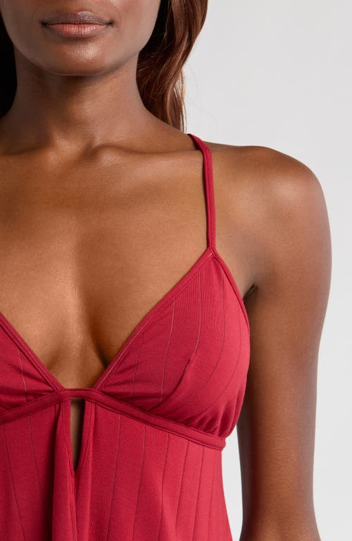 Savage X Fenty Sleek Stitch Sleep Mini Slip In Red Cognac