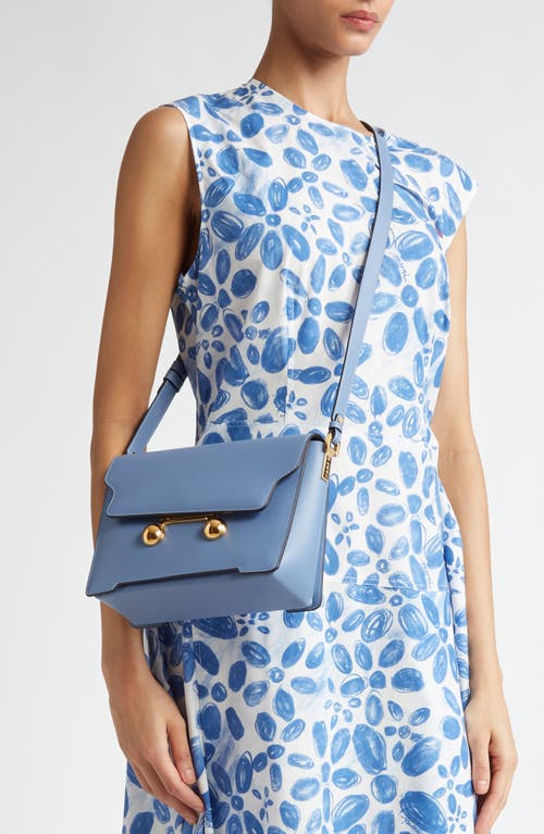 Shop Marni Medium Trunkaroo Leather Shoulder Bag In Sky/blue