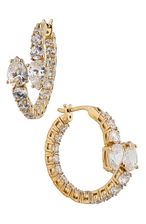 Nadri Emerald Isle Cubic Zirconia Bypass Hoop Earrings in Gold at Nordstrom