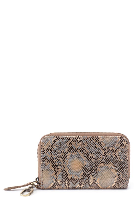 Hobo Go Move Clip Leather Wallet In Metal Snake
