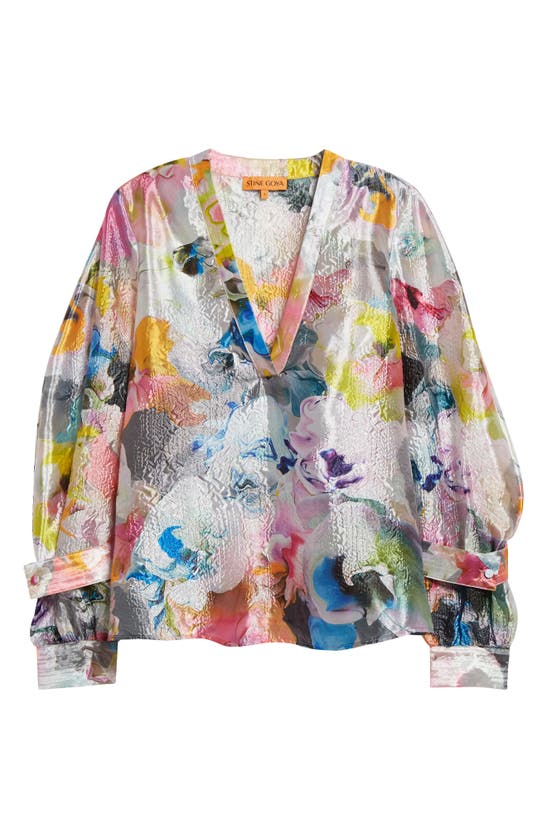 Shop Stine Goya Nandya Floral Print Top In Liquified Orchid