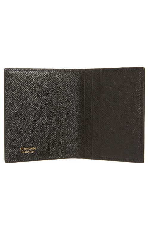 Ferragamo Double Gancio Tall Leather Wallet In Nero Nero