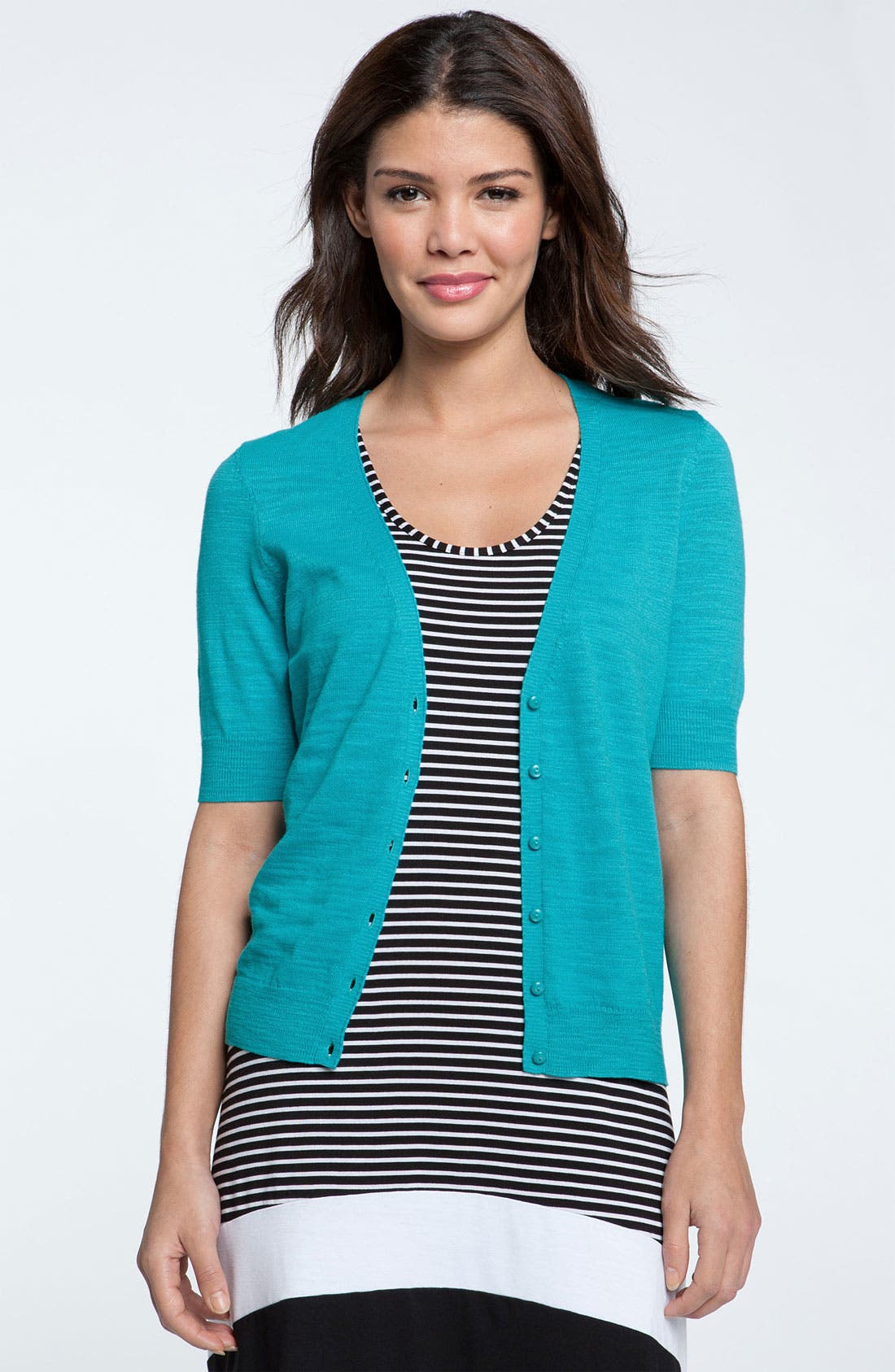 Caslon® VNeck Elbow Sleeve Cardigan (Regular & Petite) Nordstrom