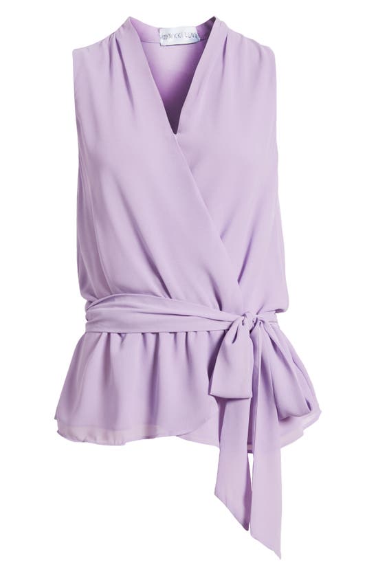 Shop Nikki Lund Golriz Wrap Tie Waist Sleeveless Top In Purple