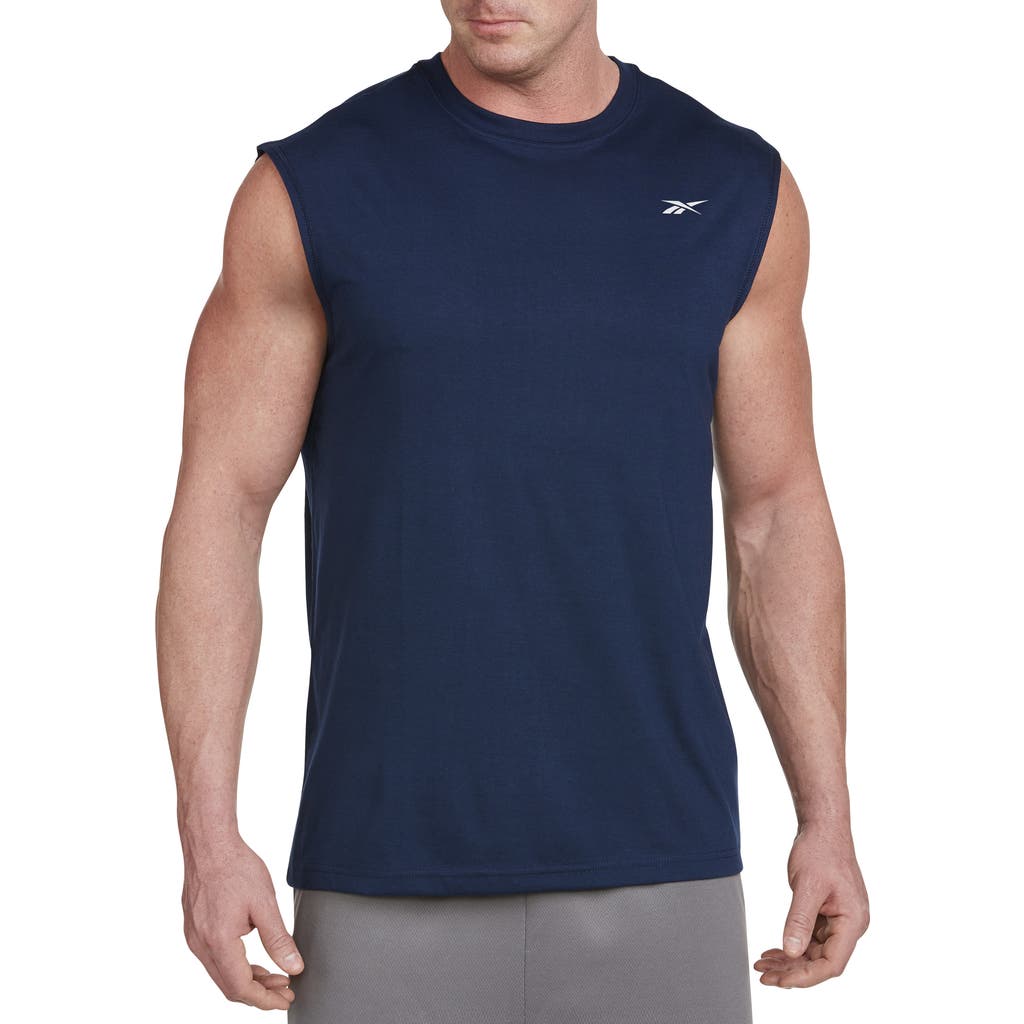 Reebok Performance Jersey Tech Muscle Tee In Navy