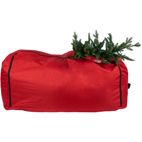 Northlight 57" Red Artificial Christmas Tree Rolling Storage Bag For Trees Up To 9ft In Red
