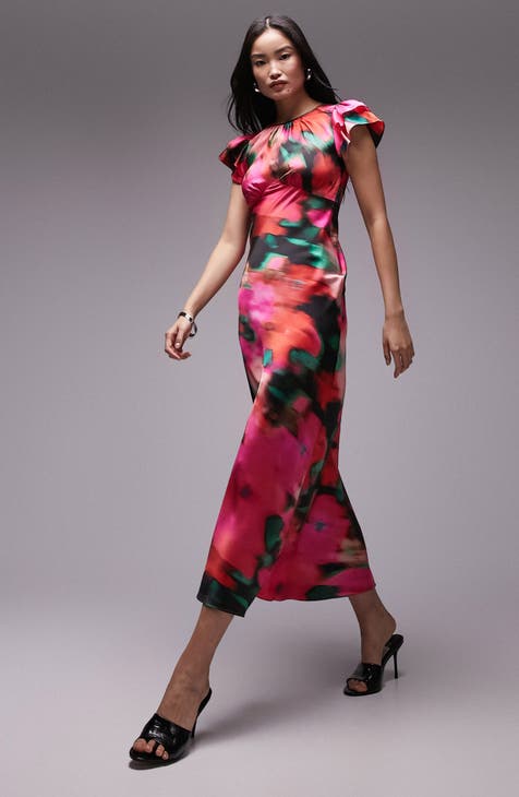 Luisa Floral Flutter Sleeve Midi Dress – ASTR The Label