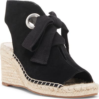 Sole Society Cambrine Lace-Up Wedge Espadrille Sandal, Black