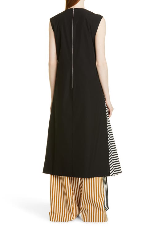PARTOW Blaise Stripe Panel Cotton A-Line Dress in Black Combo