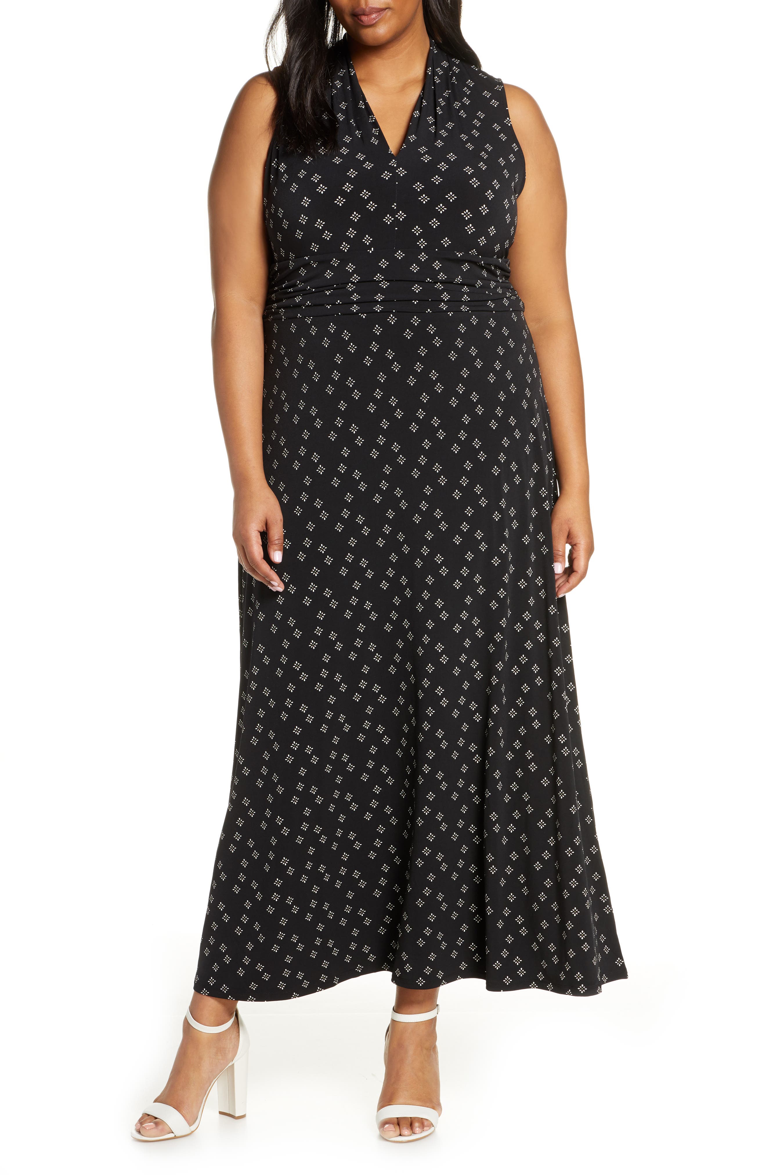 Plus Size Vince Camuto Playful Foulard Maxi Dress, Black