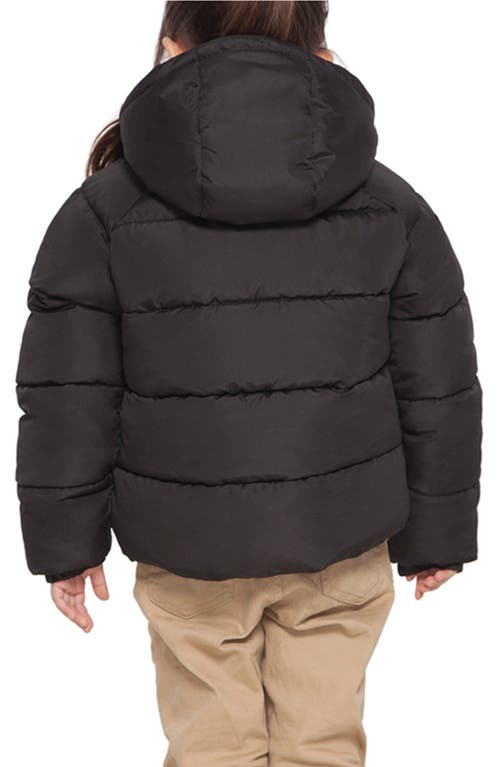 Rokka&rolla Kids' Heavyweight Puffer Jacket Fleece Lined Bubble Coat In Rich Black