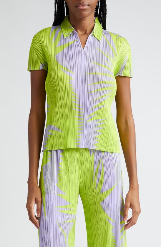 Shop Issey Miyake Piquant Print Pleated Top In Purple Onion