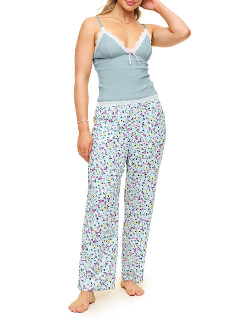 Adore Me Bryony Women's Pajama Cami & Pants Set In Ditsy Blue