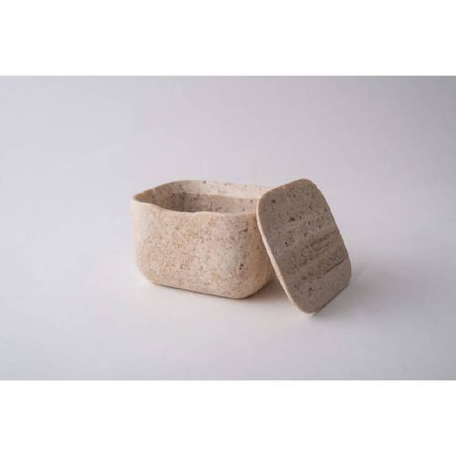 Andjacob Decor Less Is More Square Container In Travertine Marble