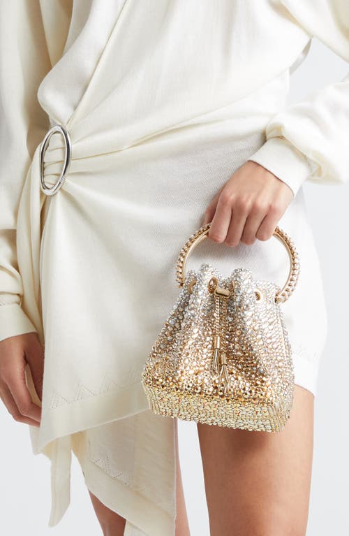 Jimmy Choo Bon Bon Crystal Drawstring Pouch In Gold/silver