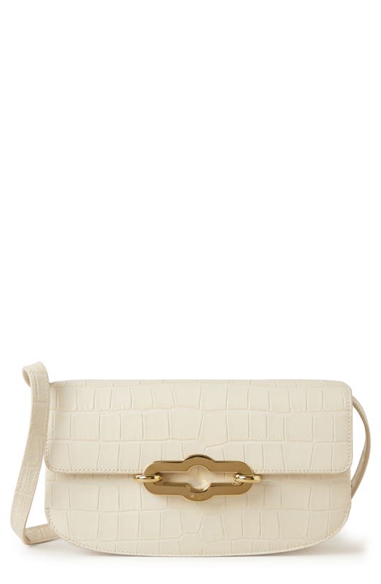 Shop Mulberry Pimlico Croc Embossed Leather East/west Shoulder Bag In Eggshell
