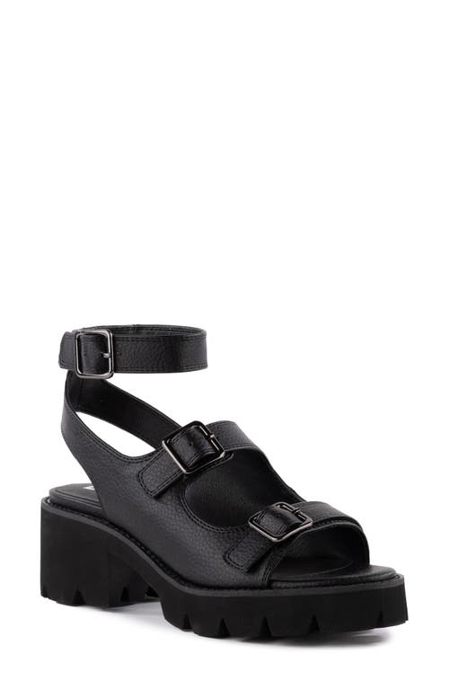 BC Footwear On The Prowl Strappy Wedge Sandal in Black