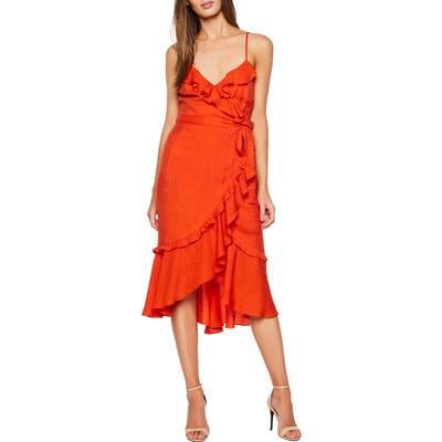 Bardot Zoe Faux Wrap Dress, Orange