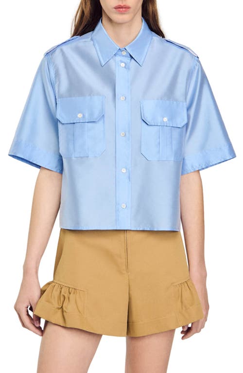 Shop Sandro Two-tone Shirt In Sky Blue