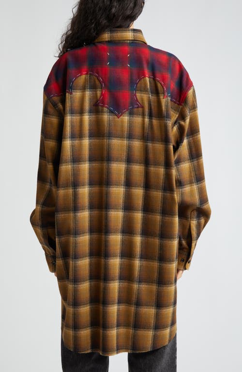 Shop Maison Margiela X Pendleton Plaid Wool Flannel Button-up Shirt In Olive/brown