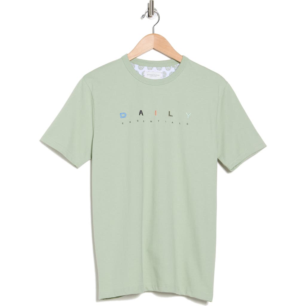 Denim And Flower Embroidered Crewneck T-shirt In Green