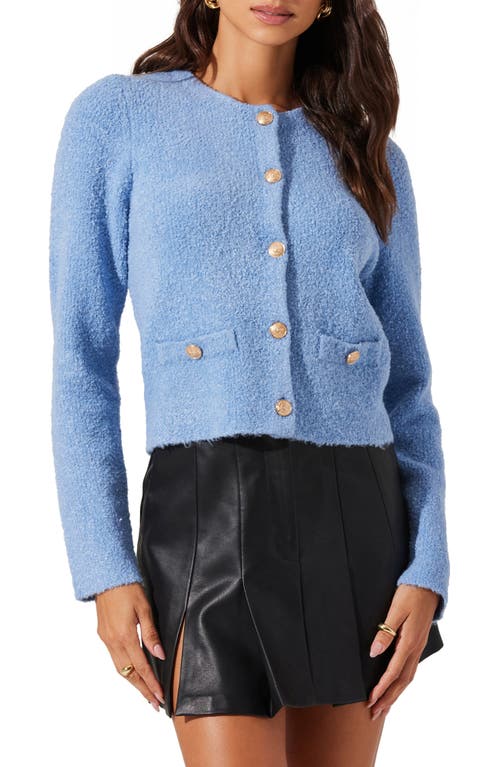 Shop Astr The Label Teddy Cardigan In Blue