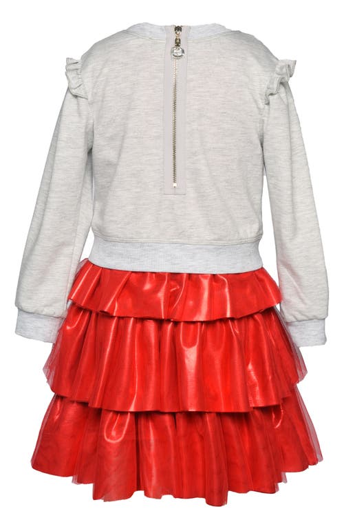 Shop Truly Me Kids' Rhinestone Sweatshirt & Tiered Skirt Set In Heather Grey