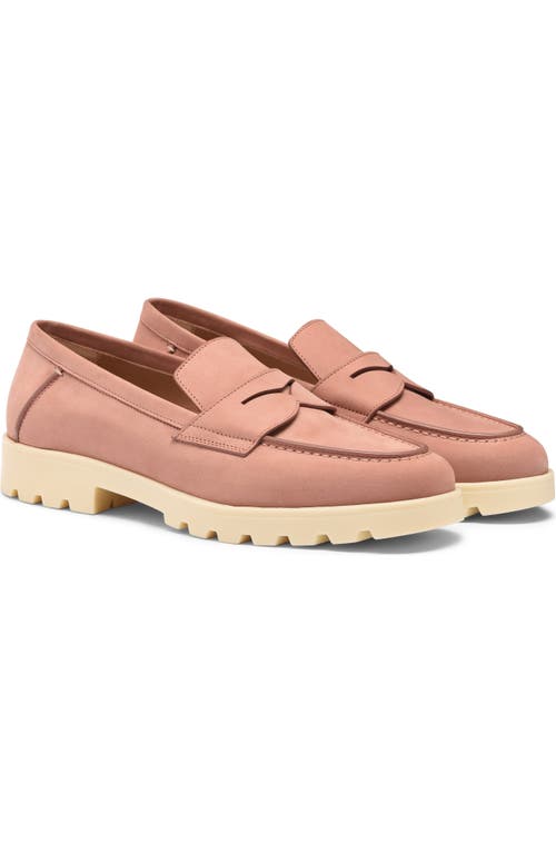 Shop Santoni Pink Nubuck Lugsole Loafer