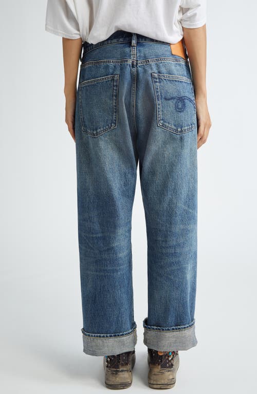 Shop R13 Cuff Ex-boyfriend Jeans In Aspen Selvedge Blue