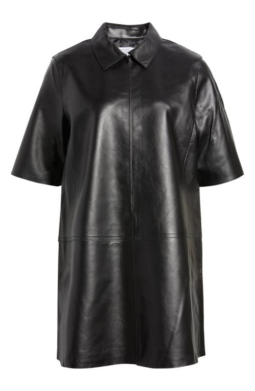 Shop & Other Stories Leather Shirtdress In Black Dark