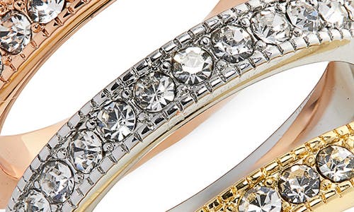 Covet 3-piece Mixed Metal Cz Ring Set In Gold