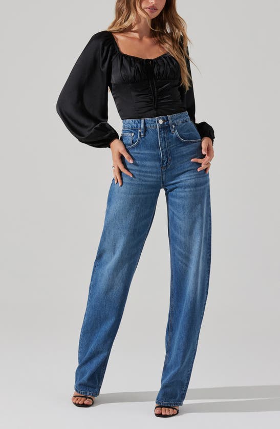 Astr Balloon Sleeve Top In Black