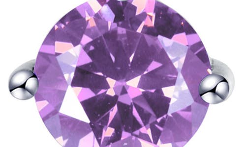 Lafonn Simulated Diamond Lab-created Birthstone Reversible Pendant Necklace In Purple/june
