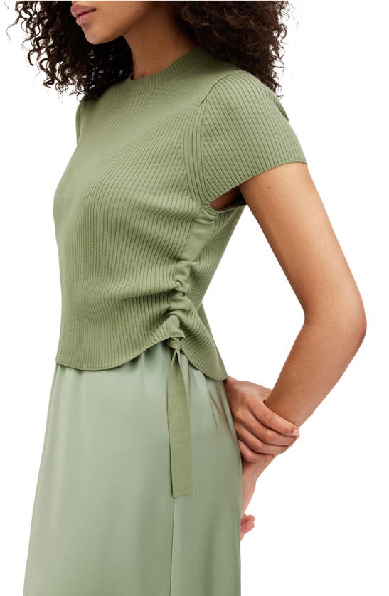 Shop Allsaints Hayes Slipdress & Short Sleeve Sweater In Oil Green